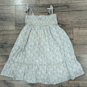 Gap 5T Smocked Floral Dress Lined Sundress - White with Pastel Flowers Girls